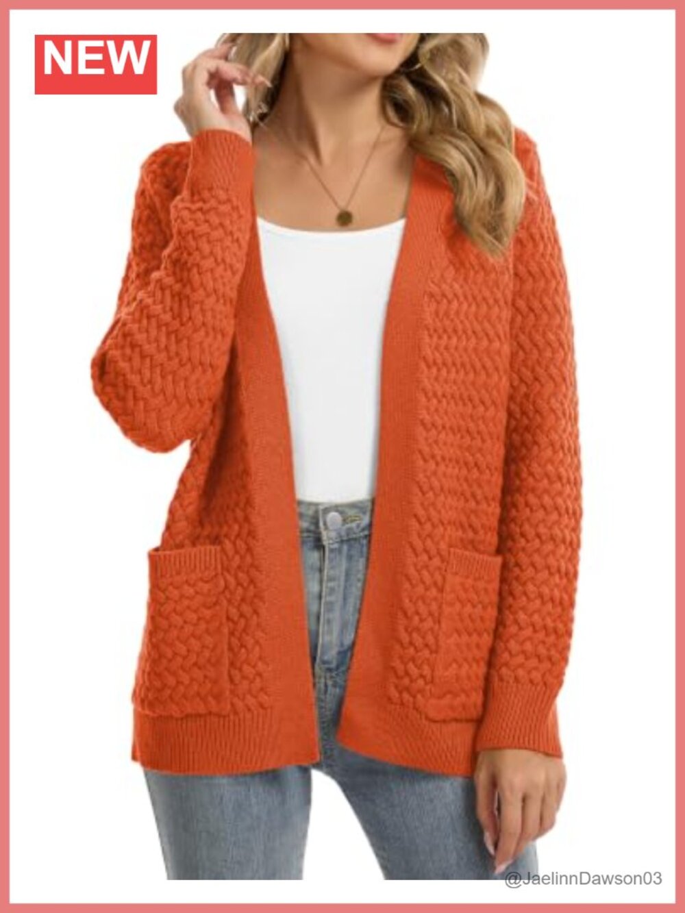 Cable Knit Open Front Cardigan Sweater Coat with Pockets Long Sleeve